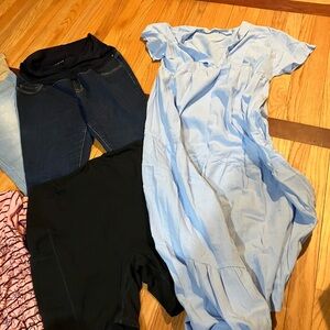 Multiple pants dresses biker shorts maternity wear. Great shape